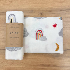 Пелюшка фланель Веселки в хмаринках сірі