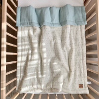 Плед муслін в горошок waffle мятний