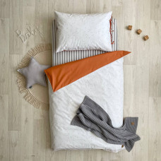 Комплект постільної білизни дитячий поплін Клякси сіро-чорні/теракот