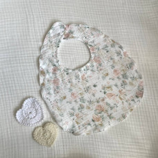 Слинявчик муслін Жатка 2-сторонній Кучеряві троянди білий