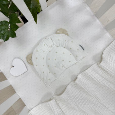 Подушка з вушками поплін Зірка бежева на білому (130046)