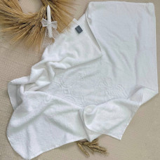 Крижма махрова "Янголята" біла (без куточка)