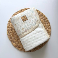 Плед муслін+Wellsoft з мереживом Кучеряві троянди