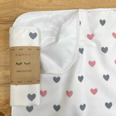 Непромокаюча пелюшка Поплін/Мембрана Сердечка пудра