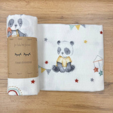 Пелюшка фланель Панди з іграшками сірі