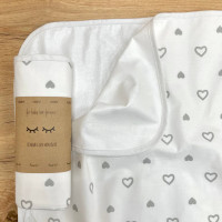 Непромокаюча пелюшка Поплін/Мембрана Сердечка сірі 45х75