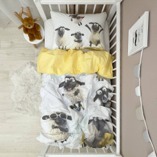 Комплект постільної білизни підліток 1,5 Овечки/клітинка жовтий (підковдра+наволочка)