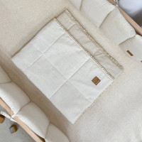 Плед утеплений з мереживом льон лляний/молочний