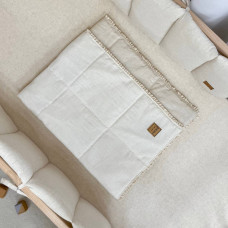 Плед утеплений з мереживом льон лляний/молочний