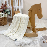 Плед вязаний Коса айворі