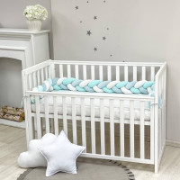 Бортик-коса білий/мята світла/яскрава мята