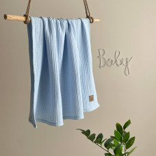 Плед муслін жатка блакитний без бахроми