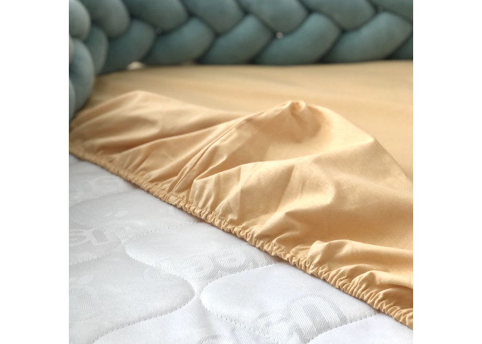 Комплект постільної білизни підліток поплін гірчиця/ягода