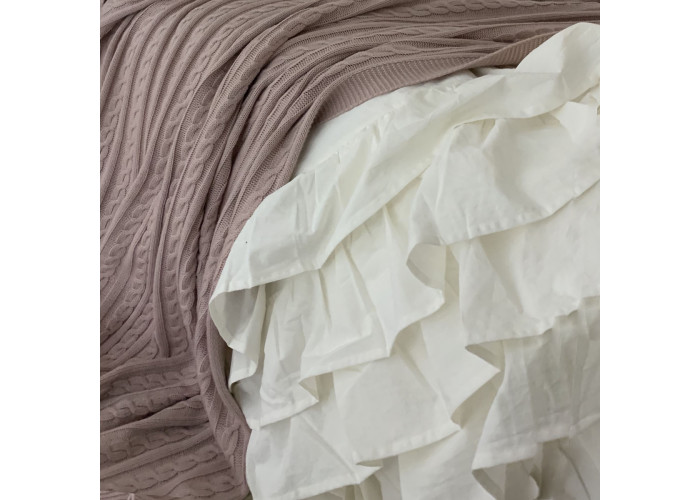 Комплект постільної білизни підліток варена бавовна з рюшем молочний
