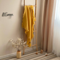 Плед Муслін Жатка Гірчиця з бахромою