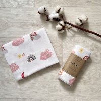 Пелюшка фланель Веселки в хмаринках пудра