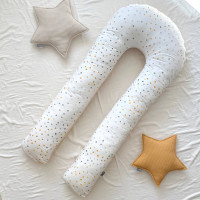 Подушка для вагітних Акварельний горошок гірчиця із гірчичним велюром