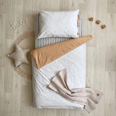 Комплект постільної білизни дитячий поплін Клякси сіро-чорні/шоколад