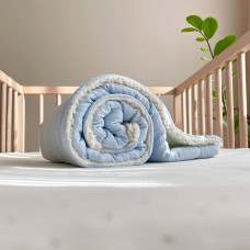 Плед муслін на хутрі Teddy блакитний