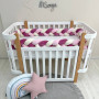 Бортик-коса молочний/рожевий/бордо 3,6м на всі сторони ліжечка