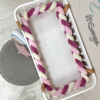 Бортик-коса молочний/рожевий/бордо 3,6м на всі сторони ліжечка