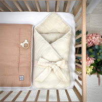 Плед-конверт муслін з напівбубонами крем