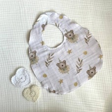 Слинявчик муслін Жатка 2-сторонній Ведмедик у ковпачках бежевий