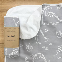 Непромокаюча пелюшка Поплін/Мембрана Діно на сірому 45х75