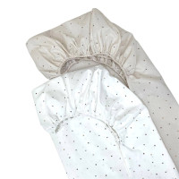 Простирадло дитяче поплін 2шт 80х160 Зірочки різнокольорові на бежевому+зірочки бежево-сірі