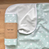 Непромокаюча пелюшка Поплін/Мембрана Зірка розсип біла на мяті 45х75