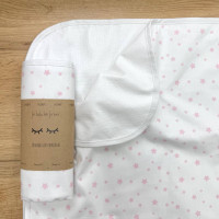 Непромокаюча пелюшка Поплін/Мембрана Зірка розсип рожева на білому 45х75