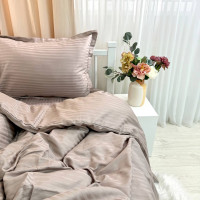 КПБ Євро сатин страйп темний бежевий