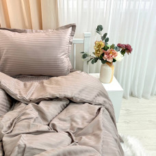 КПБ Євро сатин страйп темний бежевий