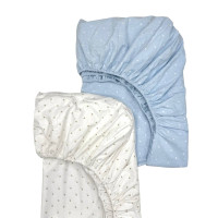 Простирадло дитяче 2шт 90х200 поплін горох бежевий+горох на блакитному