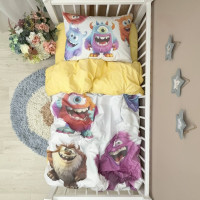 Комплект постільної білизни підліток 1,5 Монстрики/клітинка жовта (підковдра+наволочка)