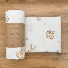 Пелюшка фланель Зайчики з сердечками