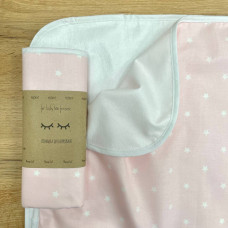 Непромокаюча пелюшка Поплін/Мембрана Зірка розсип біла на рожевому 45х75