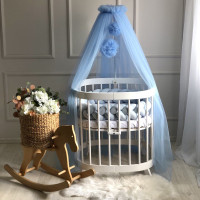 Балдахін з помпонами блакитний