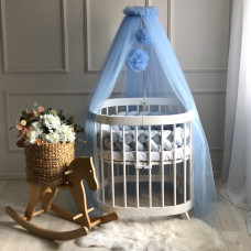 Балдахін з помпонами блакитний