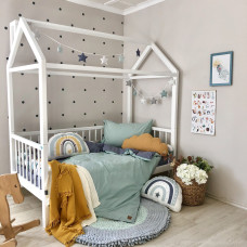 Комплект постільної білизни підліток поплін мята/джинс