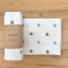 Пелюшка фланель Зірки сіро-блакитні
