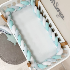 Бортик-коса білий/мята світла/яскрава мята 3,6 м на всі сторони ліжечка