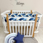 Бортик-коса джинс/молочний/блакитний 3,6 м на всі сторони ліжечка