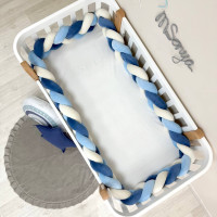 Бортик-коса джинс/молочний/блакитний 3,6 м на всі сторони ліжечка