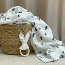 Пелюшка муслін Машинки на білому