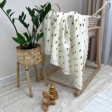 Плед муслін жатка двошаровий з бахромою Сонечки