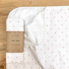 Непромокаюча пелюшка Поплін/Мембрана Горошок пудра на білому