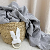 Пелюшка муслін Сердечка на сірому