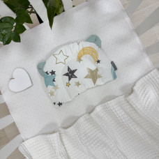 Подушка з вушками поплін Арт зірки мята (130046)