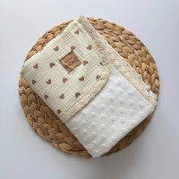 Плед муслін+Wellsoft з мереживом Шоколадні сердечка